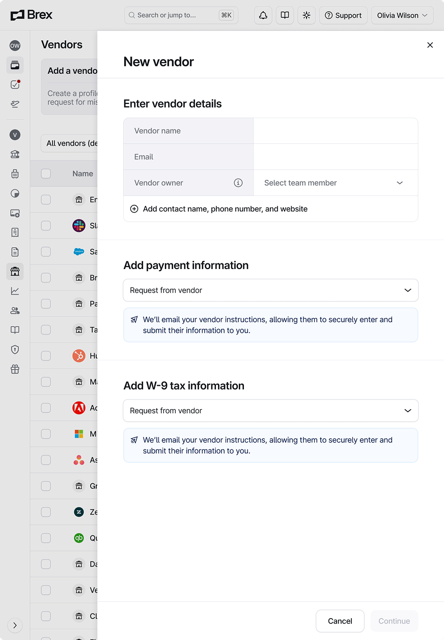 Updated create vendor flow